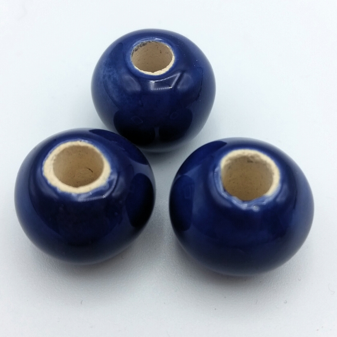 Greek ceramic bead round 16mm - dark blue